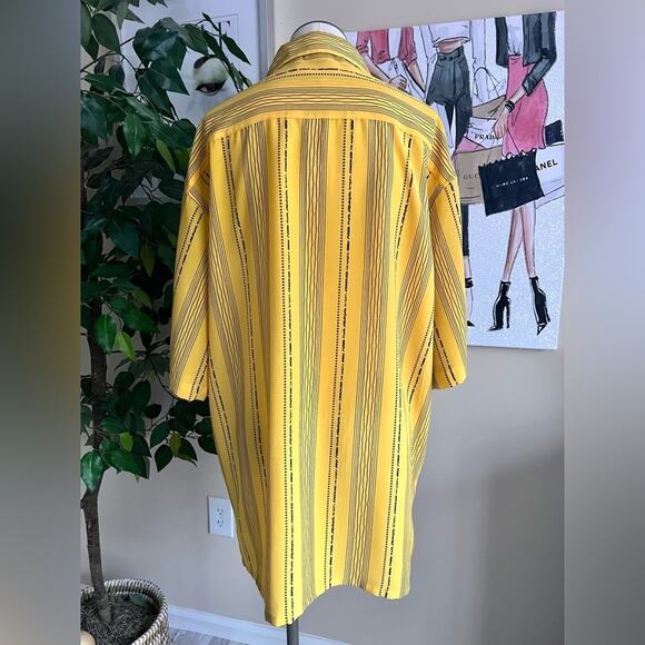 Maestro Vintage 90s Y2K Striped Yellow City Button Down Shirt Mens Size Large - Picture 5 of 6